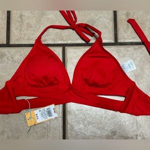 NWT Kona Sol red bikini swim suit top size Small
